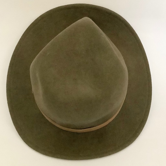 SOLD! VTG Mens Sz Medium Wool Fedora Hat Olive Green Dorfman Pacific Made in USA - Picture 3 of 12
